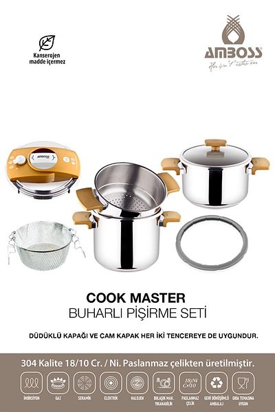 Amboss Cook Master 7-Piece Multifunctional Stainless Steel Steam Pressure Cooker Set
