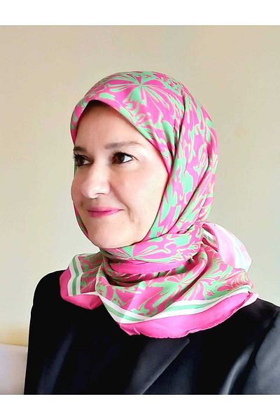 İskeçe Exclusive Pink Abstract Patterned Scarf in Special Box