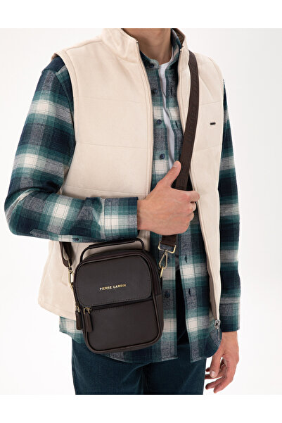 Pierre Cardin Ανδρική τσάντα χειρός με καφέ λουράκι 50297138-VR029