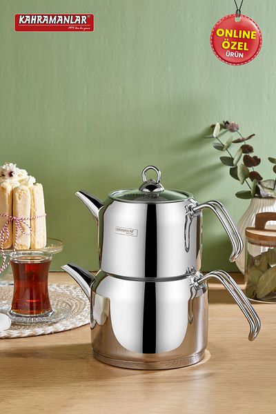 Kahramanlar Delux Medium Platinum 4 Piece Teapot Set