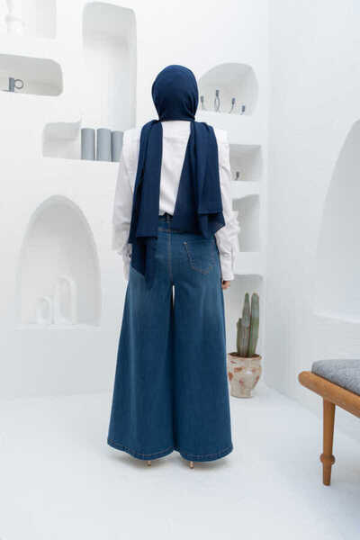 Neways 1162-Denim Pantolon Etek Koyu Mavi