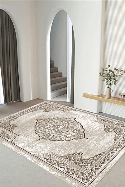 Viyana Home Dijital Kaymaz Taban Klasik Göbek Desen Yıkanabilir Yolluk Mutfak...