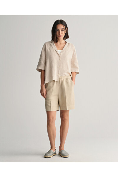Gant Kadın Bej Relaxed Fit Keten Şort