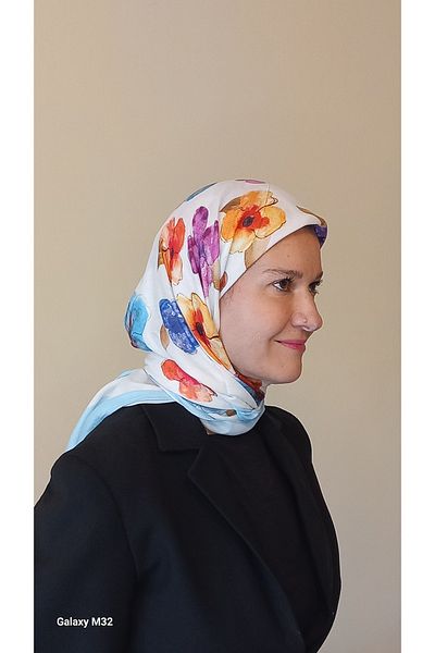 İskeçe Exclusive Vibrant Colorful Floral Print Scarf in Special Box