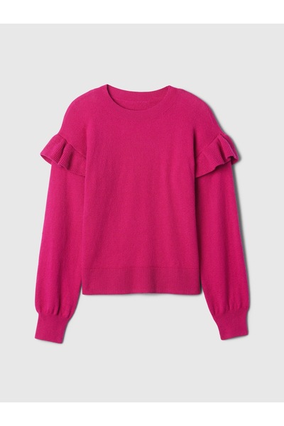 GAP Kız Çocuk Pembe CashSoft Fırfırlı Kazak