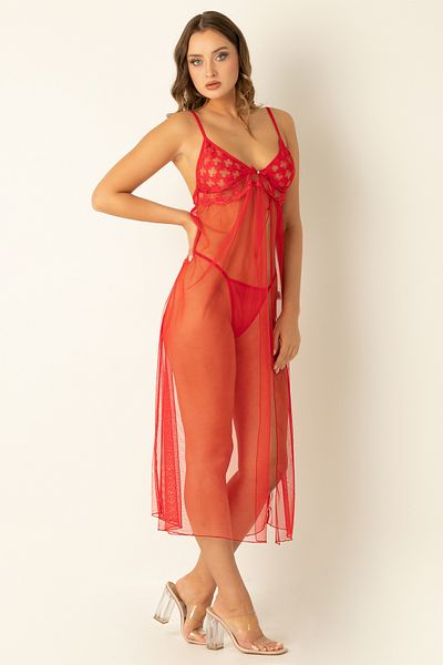 Miorre Slit Detail Long Nightgown Set