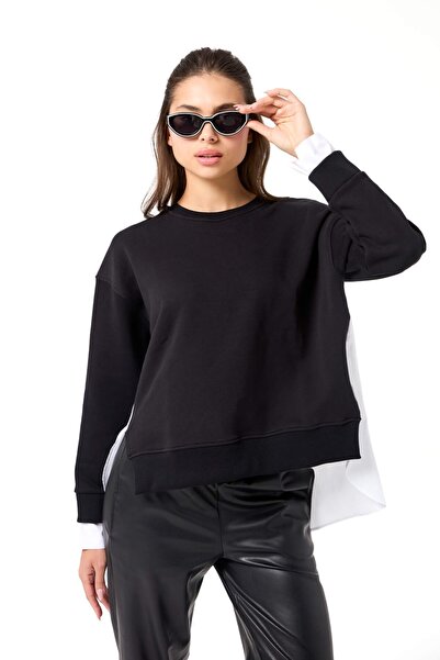 Evermade Bisiklet Yaka Poplin Detaylı Sweatshirt