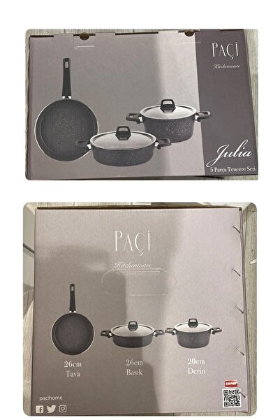 Bayev Julia 5-Piece Gray Granite Cookware Set Dowry Set Mother's Day Special Pan Deep Saucepan Stewing Pot