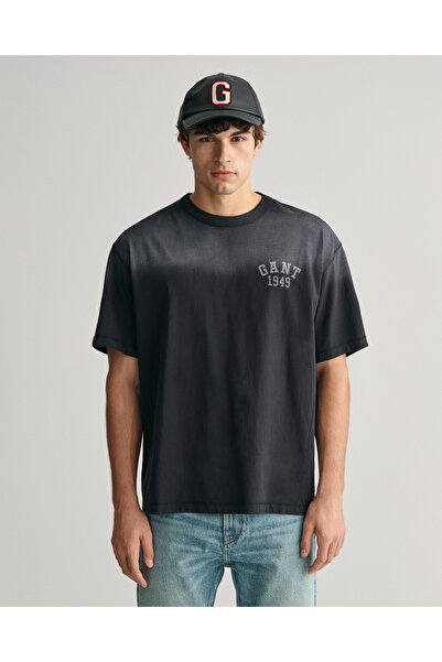 Gant Erkek Siyah Relaxed Fit Bisiklet Yaka Logolu T-shirt