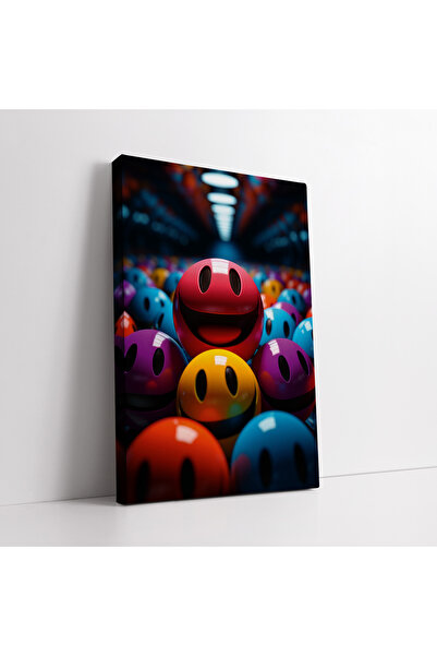 KOSS Dijital Tablou abstract colorat cu bile zâmbitoare pe pânză