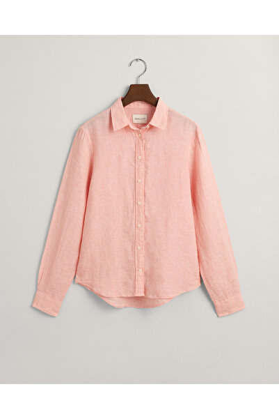 Gant Kadın Pembe Regular Fit Klasik Yaka Keten Gömlek