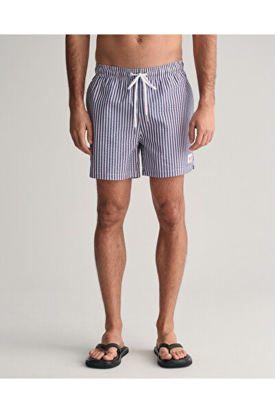Gant Erkek Mavi Regular Fit Çizgili Mayo Şort