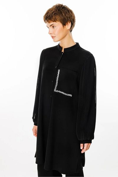 Micca Mi̇cca Sleeves Plise Detailed Double Suit