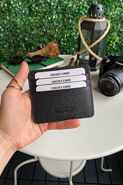 Modica Men's Black Mini Card Holder - Genuine Leather, Thin Gift Box, Business Card Holder - Ariza