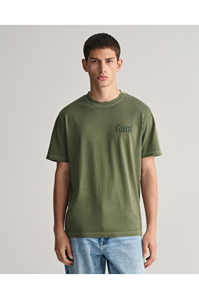 Gant Erkek Yeşil Regular Fit Bisiklet Yaka Logolu T-shirt
