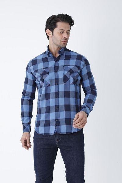 Cordial Men's Cotton Regular Fit Autumn/Winter Double Pocket Flap Shirt