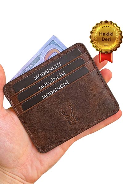 Modica Ανδρική θήκη για κάρτες καφέ από γνήσιο δέρμα - Θήκη πιστωτικής κάρτας και επαγγελματικής κάρτας με συσκευασία δώρου |   Αρίζα