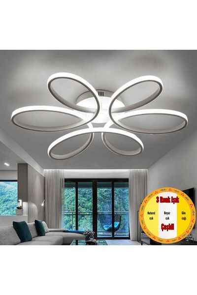 MİNEL DEKOR LED LIGHTING Minel Decor Daisy Model Ceiling Lamp, Modern Lighting, Decorative 3 Color Light