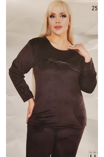 GOOD NİGHT Battal Size Velvet Pajama Set 2551-8