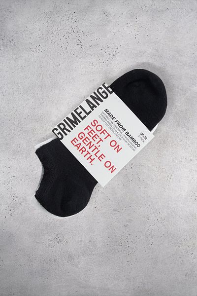 GRIMELANGE Cait Plain Bamboo Women's Walking Booties Black - White - Grimelange Socks
