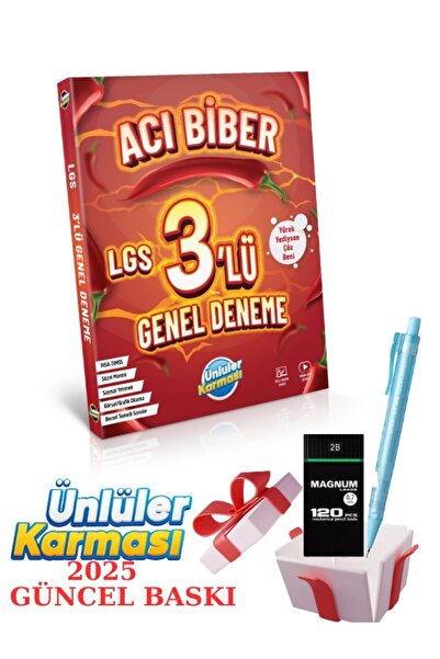 Ünlüler Karması 8. Sınıf Acı Biber 3 lü Genel Deneme + Faber Eğitim Seti