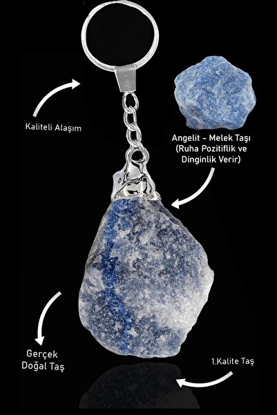Erilsa Certified Raw Unprocessed Model Angelit Stone Natural Stone Keychain (...