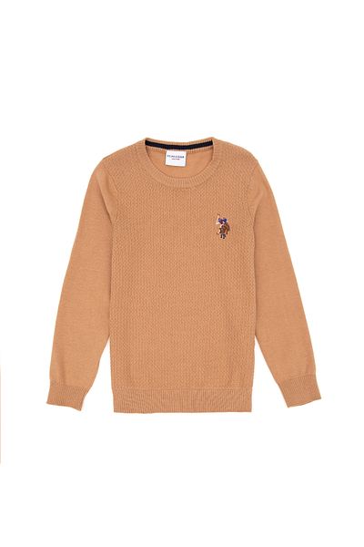 U.S. Polo Assn. Базов пуловер с кръгла яка за момче Camel 50288890 -Vr015