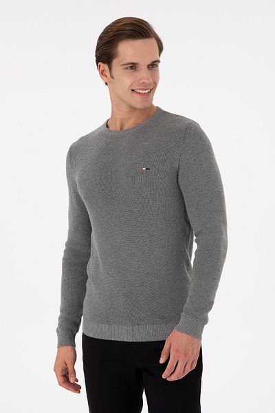 U.S. Polo Assn. Men's Gray Melange Basic Sweater 50298282 -Vr086