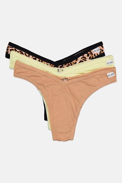 Bcbgeneration Women 3 Pack Animal Print Thong Panty, Lime