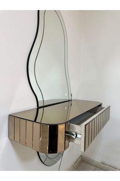 ERGLASS CAM 95X15CM AYNA KAPLI DRESUAR RAF Çekmeceli Duvara Monte Dresuar hol antre