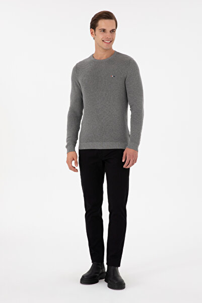 U.S. Polo Assn. Erkek Gri Melanj Basic Kazak 50298282-VR086