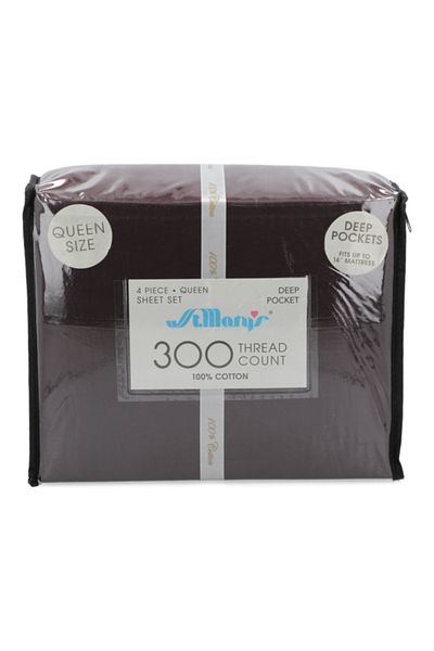 St. Mary'S 300TC Premium Quality Cotton Solid Dye Queen Bedding Set