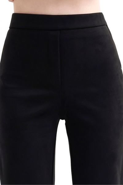 MD trend Women's Elastic Waist Side Zipper Closure Suede Spanish Pants