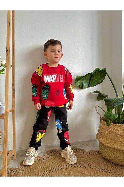 CANDA Set de jos și de sus pentru băiat cu mânecă lungă cu imprimeu Super Heroes