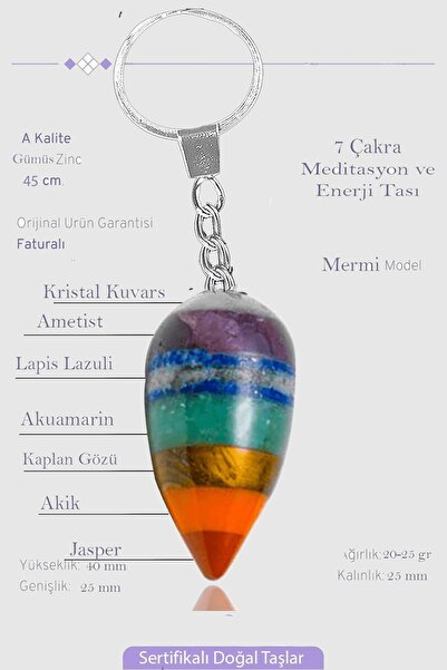 Erilsa نموذج قطرة معتمد AAA+ جودة 7 سلسلة مفاتيح من الحجر الطبيعي شقرا