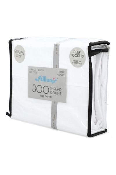 St. Mary'S 300TC Premium Quality Cotton Solid Dye Queen Bedding Set