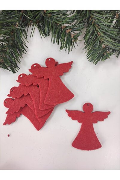 Masalsı Concept 10 Pcs Angel Figure Red Felt Christmas Tree Ornament Christmas New Year Tree Ornament Decoration