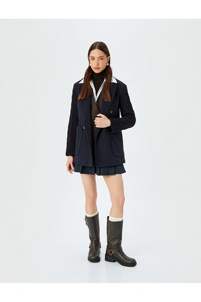 Koton Zweireihige Strickjacke mit Knöpfen und Taschen