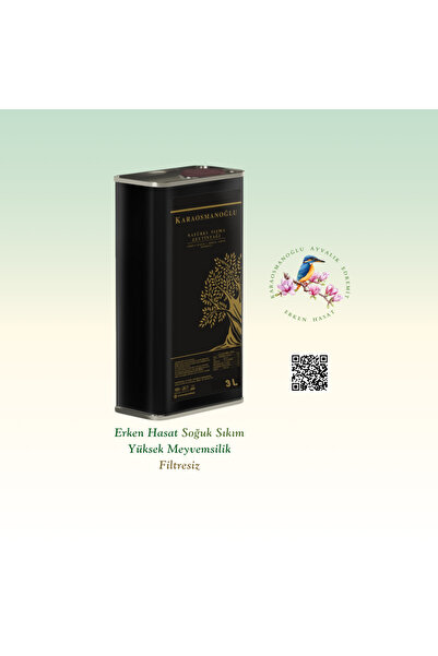 Karaosmanoğlu Zeytinyağı Ayvalık Edremit Erken Hasat Natürel Sızma Zeytinyağı Filtresiz 3LT