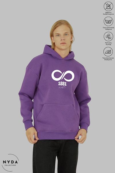Nyda Collections Φούτερ με κουκούλα Ataturk 1881 με στάμπα Unisex - Μακρυμάνικο, Raster, Oversize βαμβακερό