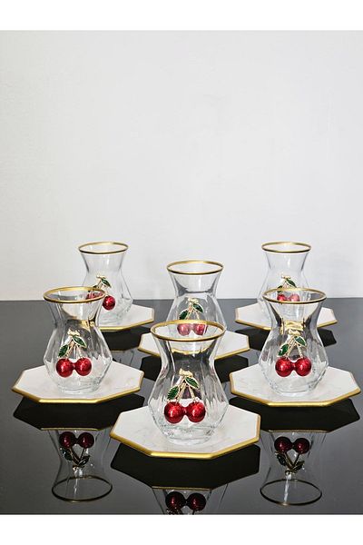 Barok 6 Tea Cups with Cherry (Only Glass)