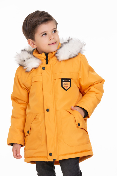 ÖFİ Kids Erkek Çocuk Şişme Çıkarılabilen Kürklü Kapüşonlu Bondik Kumaş Su Geç...