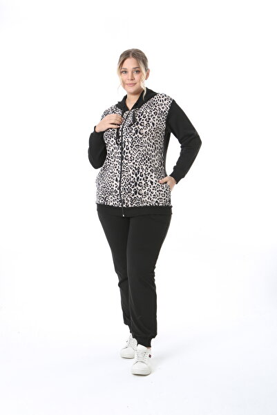XL Modam ДАМСКИ АНТУЧЕН КОСТЮМ С ЛЕОПАРДОВА ТЕКСТИЛНА ОПТИКА, ПЛЮС РАЗМЕР