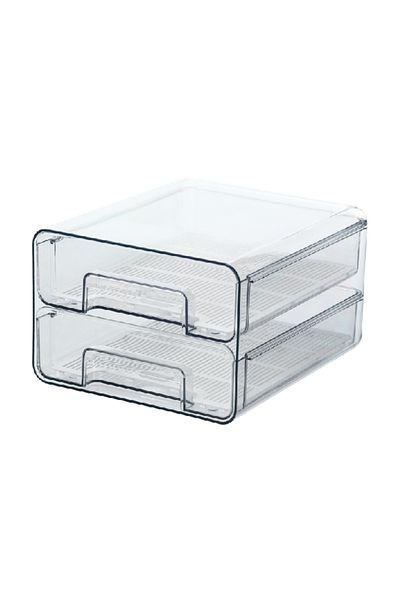 Felli 2-Tier Plastic Rectangular Fridge Organizer Drawer