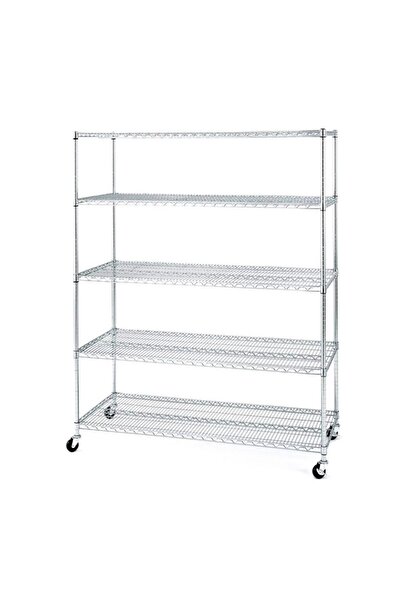 Seville Classics رف تخزين متحرك مستطيل من الفولاذ مكون من 5 طبقات