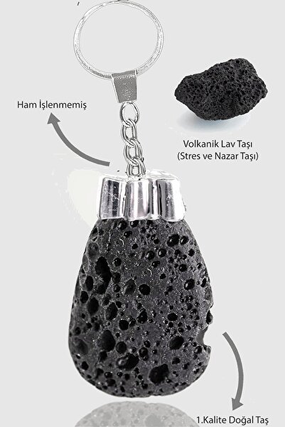 Erilsa سلسلة مفاتيح من الحجر الطبيعي المعتمد من حجر الحمم البركانية