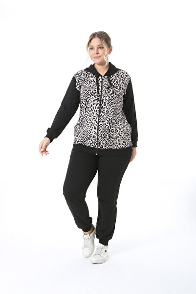 XL Modam ДАМСКИ АНТУЧЕН КОСТЮМ С ЛЕОПАРДОВА ТЕКСТИЛНА ОПТИКА, ПЛЮС РАЗМЕР