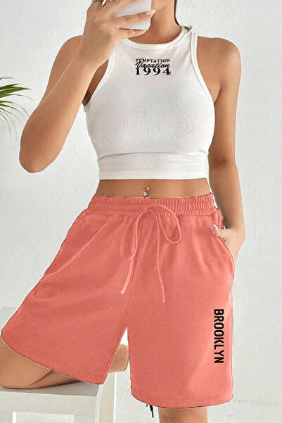 Superlife Women's Comfortable Fit Elastic Waist Printed Shorts with Pockets Spr25Srk208