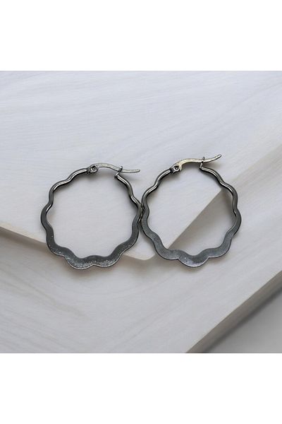 Florencia Hoop Wavy Steel Earrings