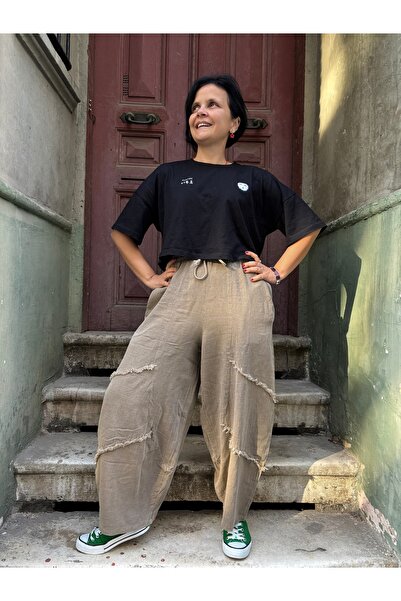 Bohoyasam Unisex Bohem Lastik Bel Pantolon, Rahat Pantolon, Yoga Pantolonu, Şalvar, Salaş Pantolon, Bol Paça